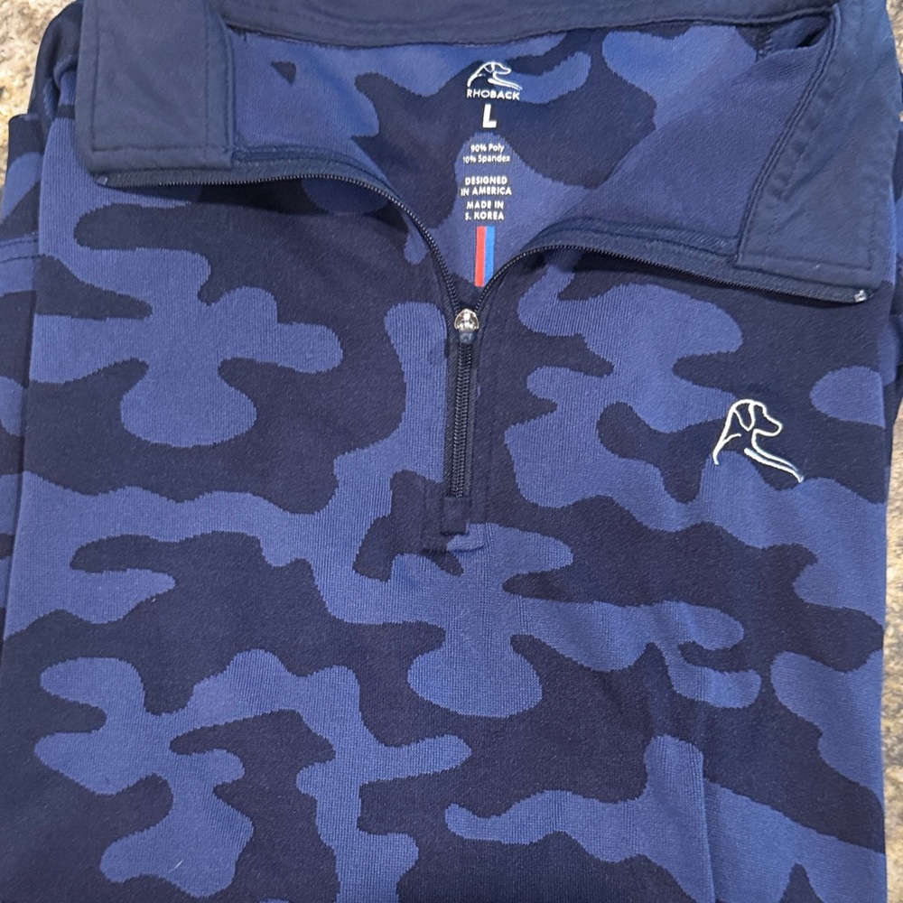 Rhoback Blue Camo Quarter-Zip Sweatshirt. Excellent condition.